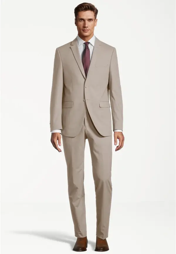 Steffen Klein Designer Anzug Slim Fit in Beige Fabrikverkauf