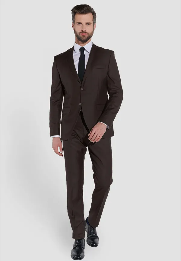 Steffen Klein Designer Anzug Slim Fit in Braun Blitzverkäufe