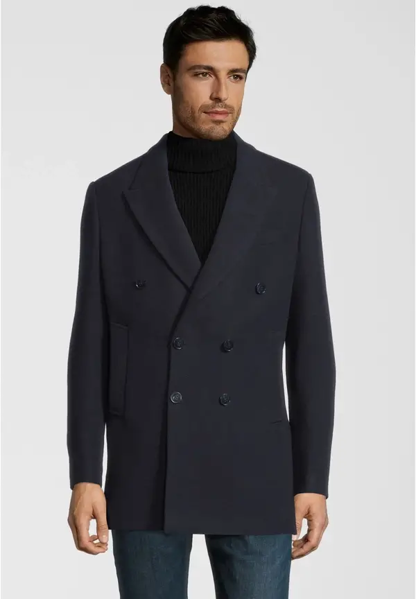 Steffen Klein Wolljacke zweireihig in Marine Günstig kaufen