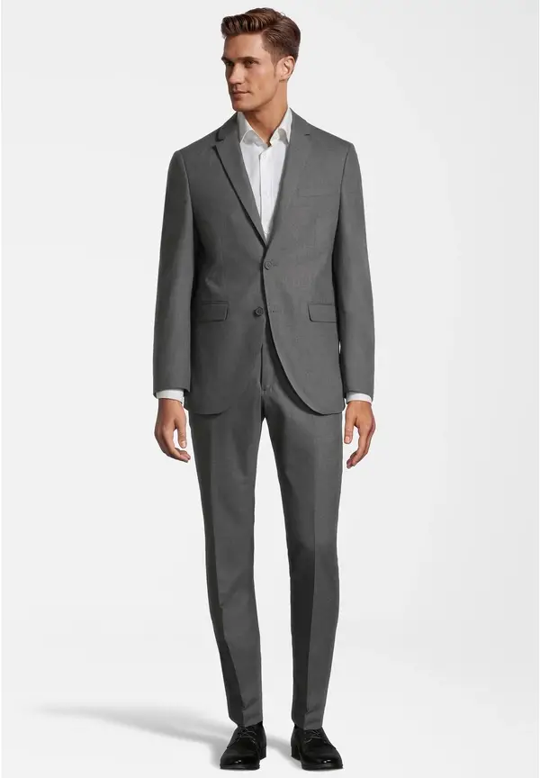 Steffen Klein Anzug Slim Fit elastisch in grau melange Räumungsverkauf