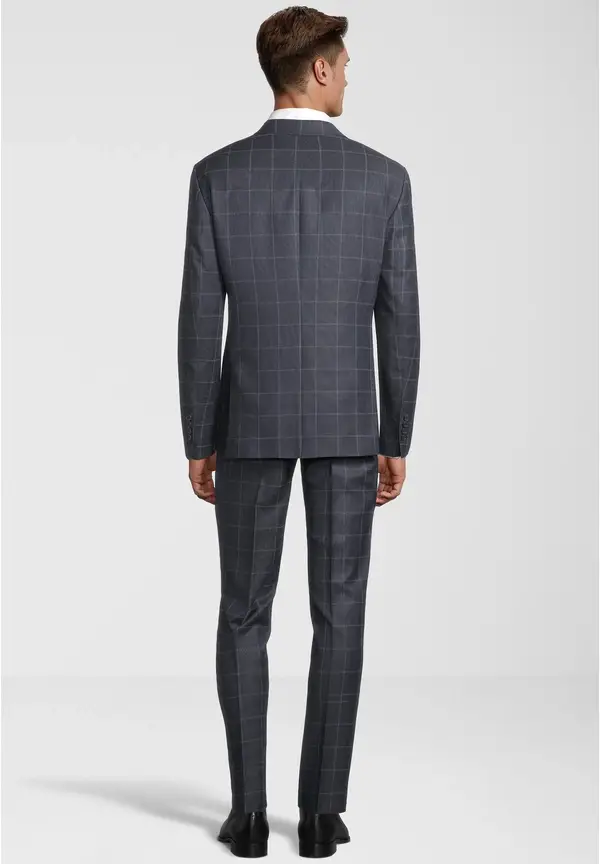 Steffen Klein 2-Teiliger Slim Fit Business Anzug Kariert 2-Knopf Sakko in blau kariert Sonderangebote