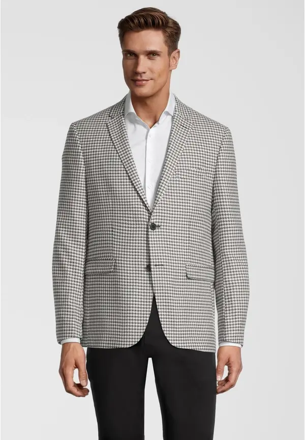 Steffen Klein Herren Sakko Hahnentritt in schwarz / creme Wochenangebot