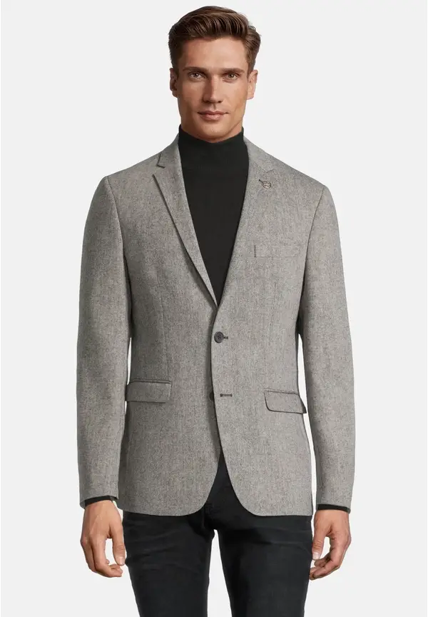 Steffen Klein Sakko Wolle Tweed in grau Begrenzte Freigabe