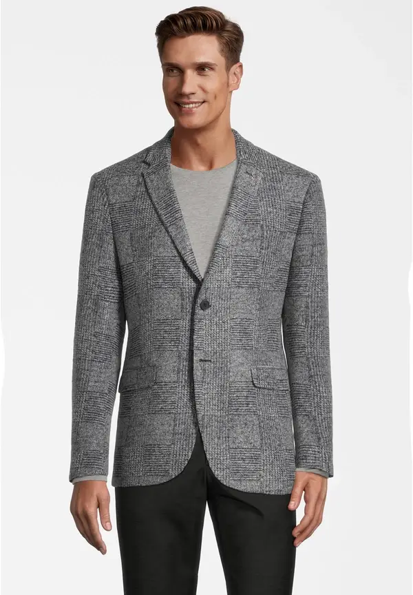 Steffen Klein Jersey-Sakko Glencheck in grau-schwarz Neueste Stile