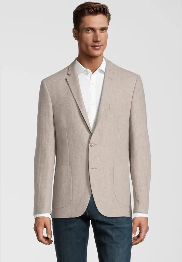 Steffen Klein Sakko Fischgrat Wolle in Beige Bis zu 50% Rabatt