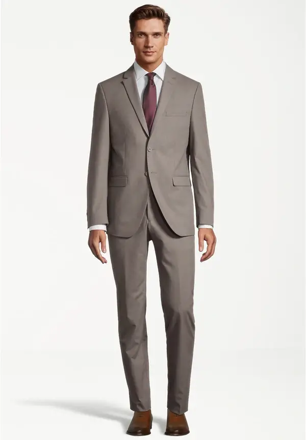Steffen Klein Designer Anzug Slim Fit in Taupe melange Bis zu 55% Rabatt