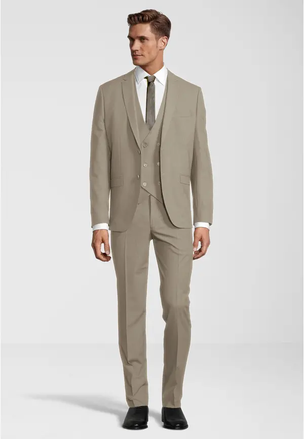 Steffen Klein Business Anzug 3-teilig Dreiteiler mit Weste in beige Super Rabatt
