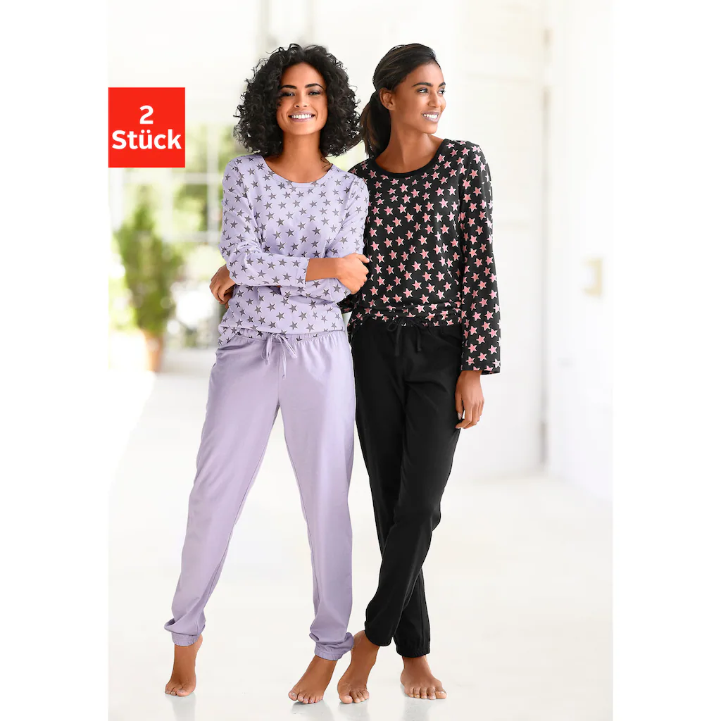 Vivance Dreams Pyjama (4 tlg. 2 Stück) mit Sternenmuster kaufen