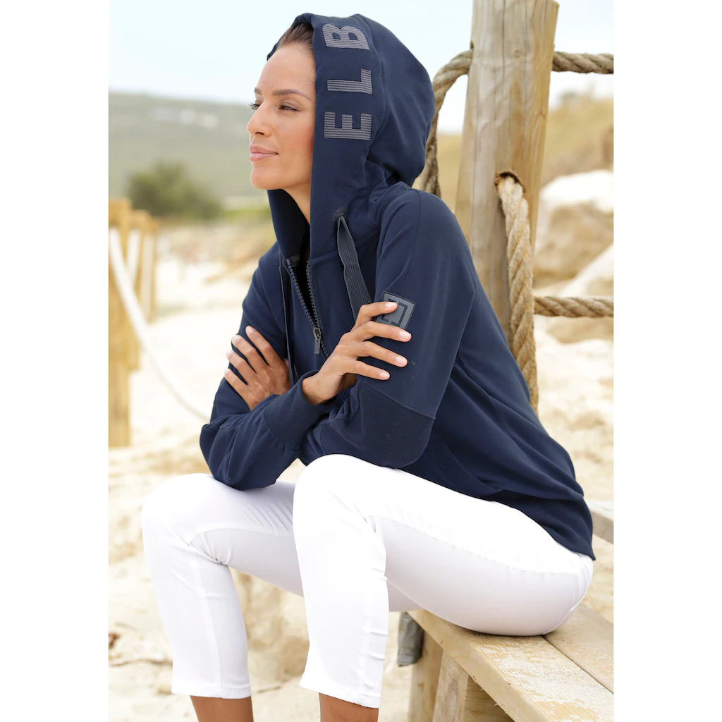 Elbsand Sweatjacke mit Logo-Stickerei an der Kapuze bequeme Freizeitjacke mit Taschen Günstiger Verkauf