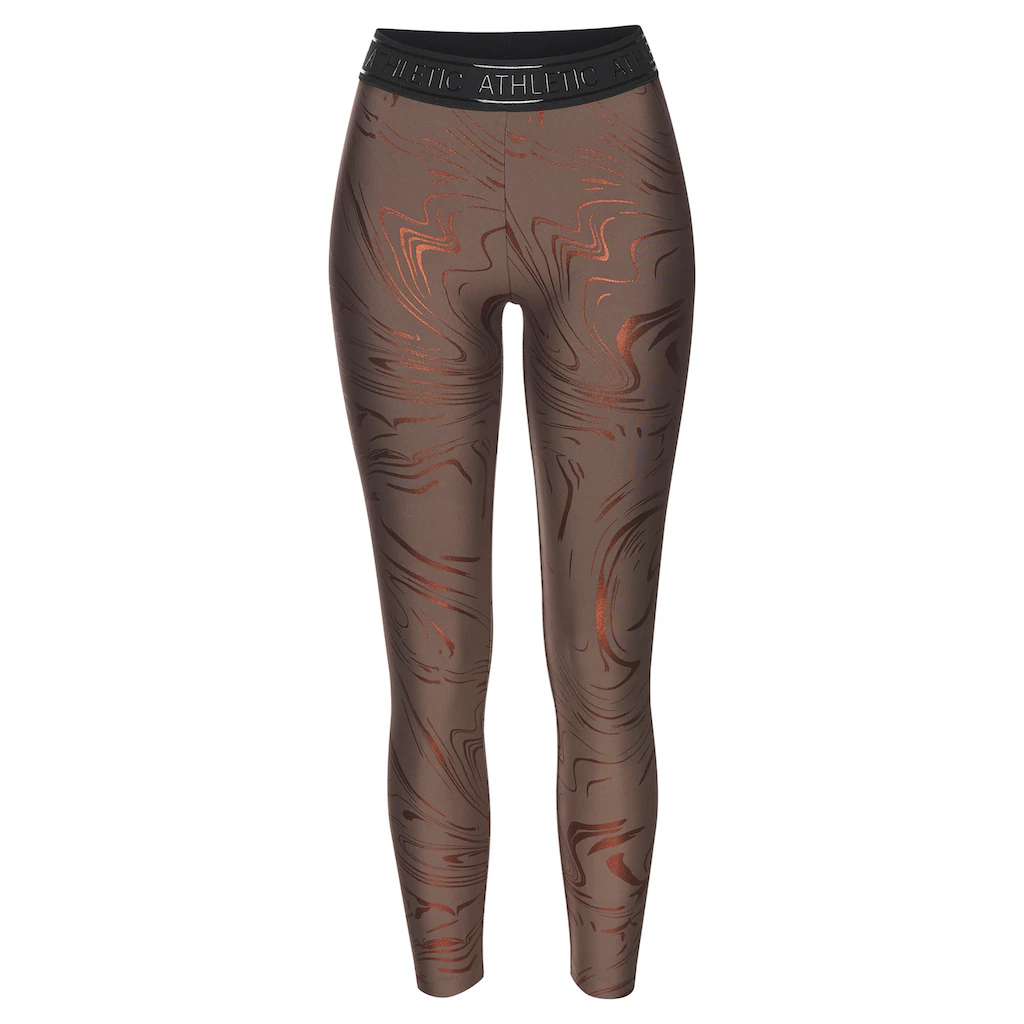 LASCANA ACTIVE Funktionsleggings Sportleggings mit glänzendem Print und 3D Schriftzug Weihnachtsangebot