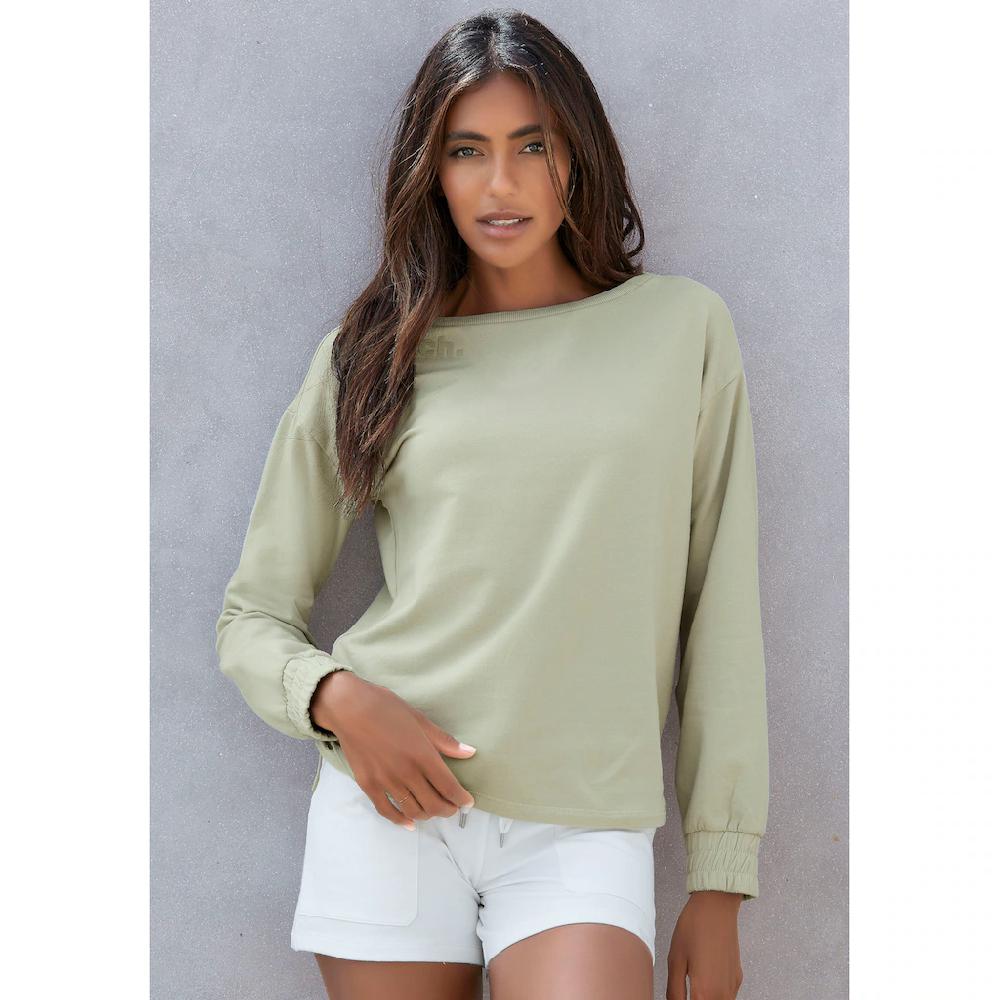 Bench. Loungewear Sweatshirt mit gerafften Ärmelbündchen Loungeanzug Black Friday Preise