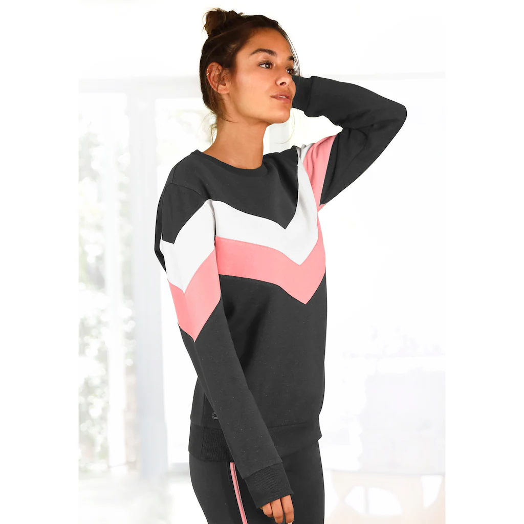 H.I.S Sweatshirt mit Kontraststreifen an Vorderseite und Ärmeln Loungeanzug