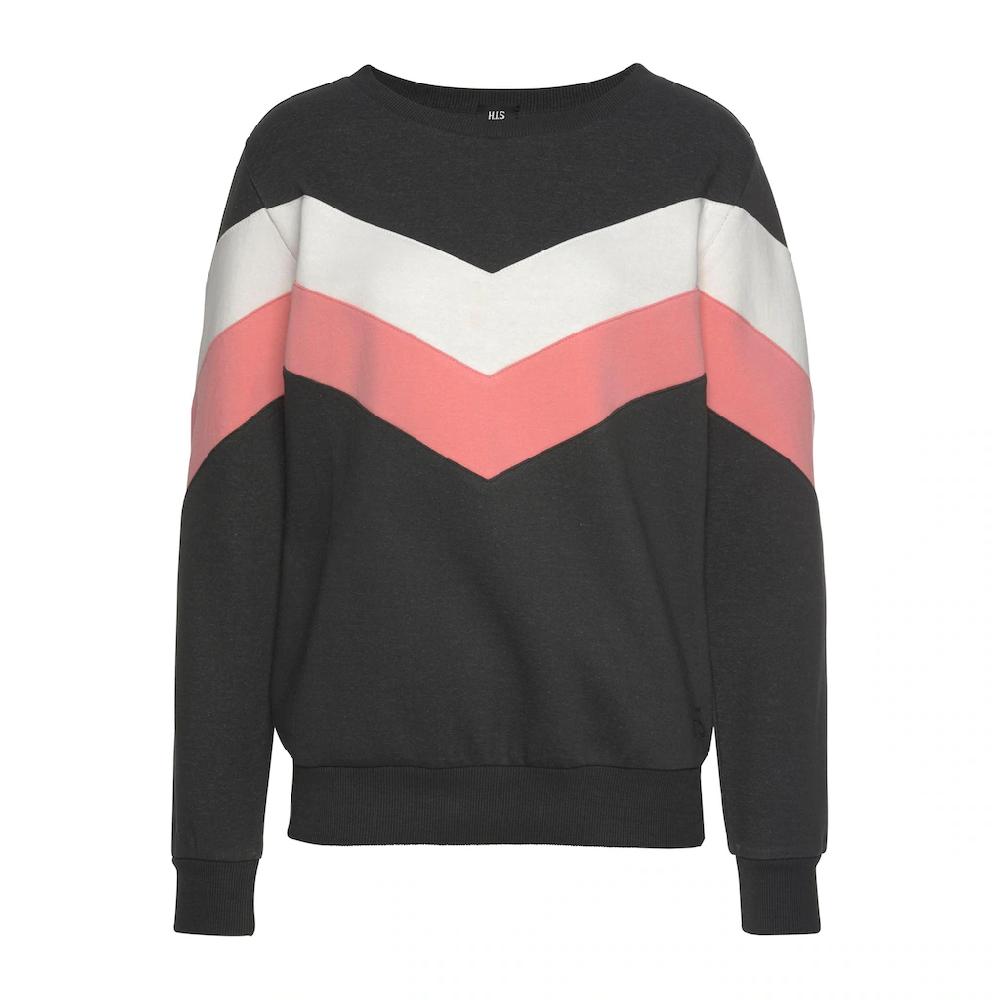 H.I.S Sweatshirt mit Kontraststreifen an Vorderseite und Ärmeln Loungeanzug Fabrikverkauf