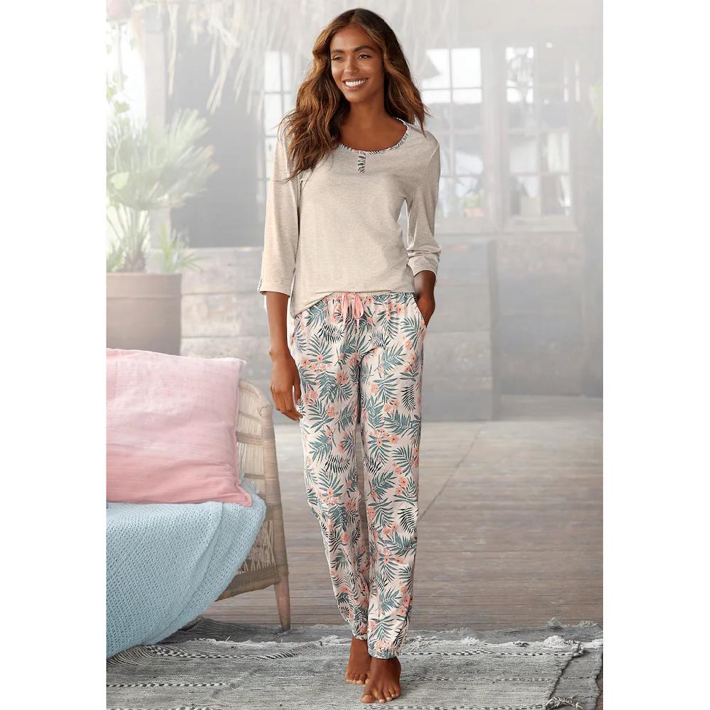 LASCANA Pyjama (2 tlg.) mit gemusterter Hose ▷ für