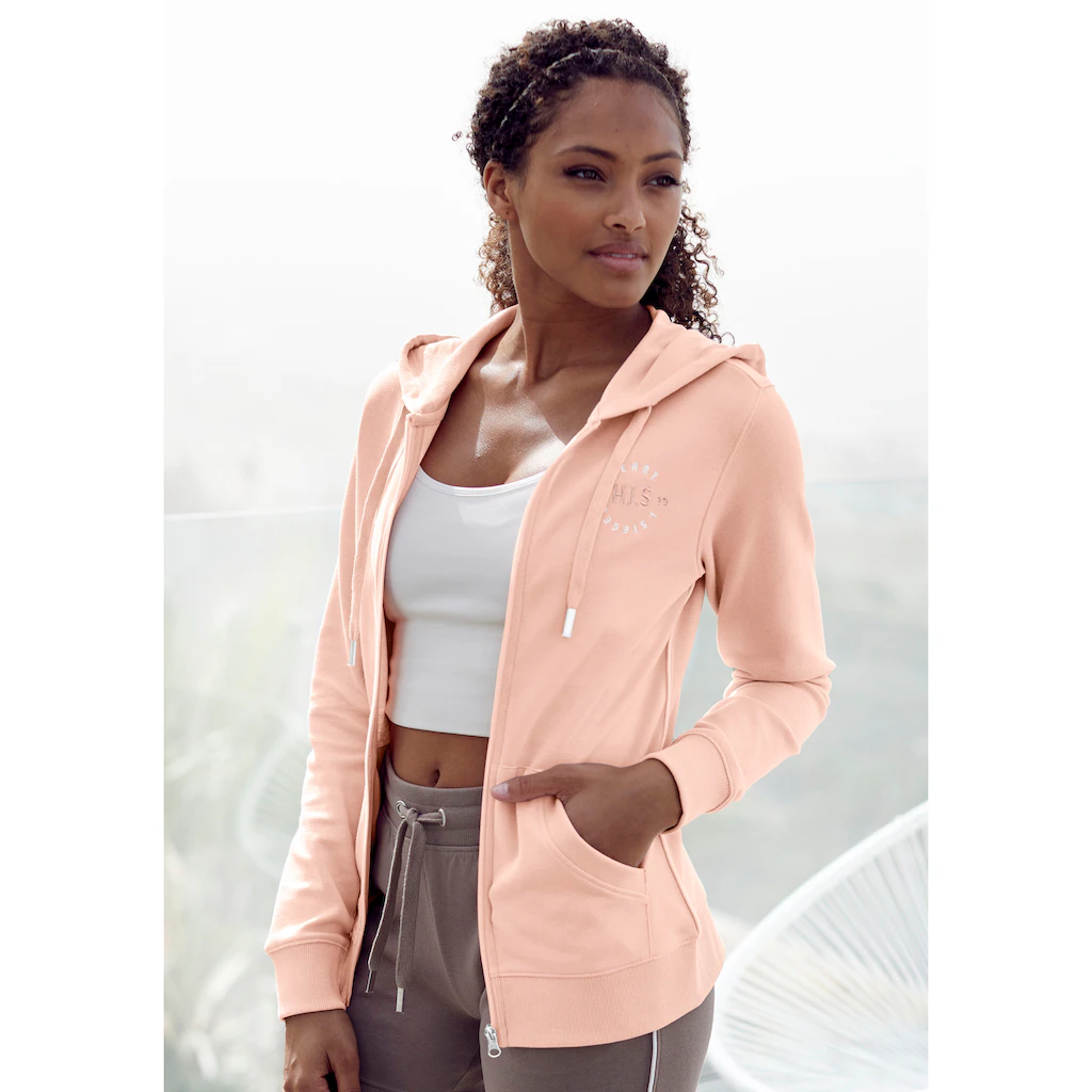 H.I.S Kapuzensweatjacke mit seitlichem Piping und kleiner Markenstickerei Loungeanzug