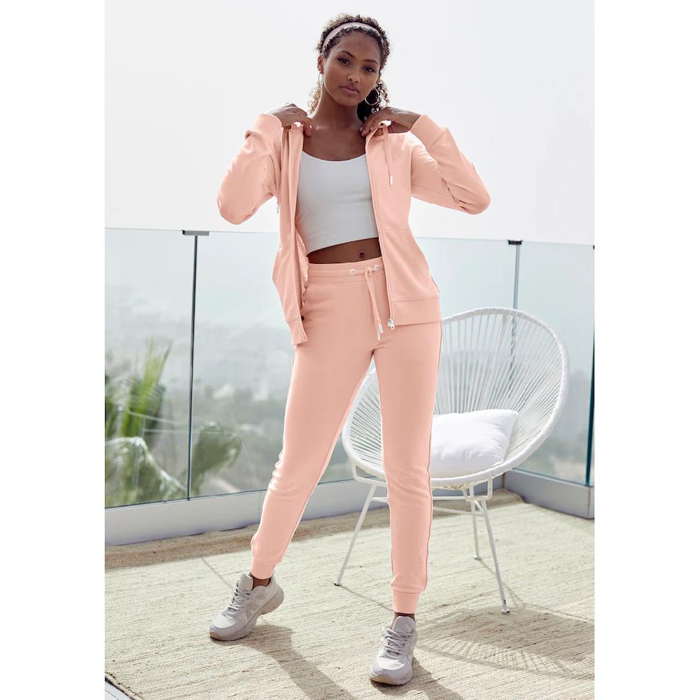 H.I.S Kapuzensweatjacke mit seitlichem Piping und kleiner Markenstickerei Loungeanzug Preisnachlass