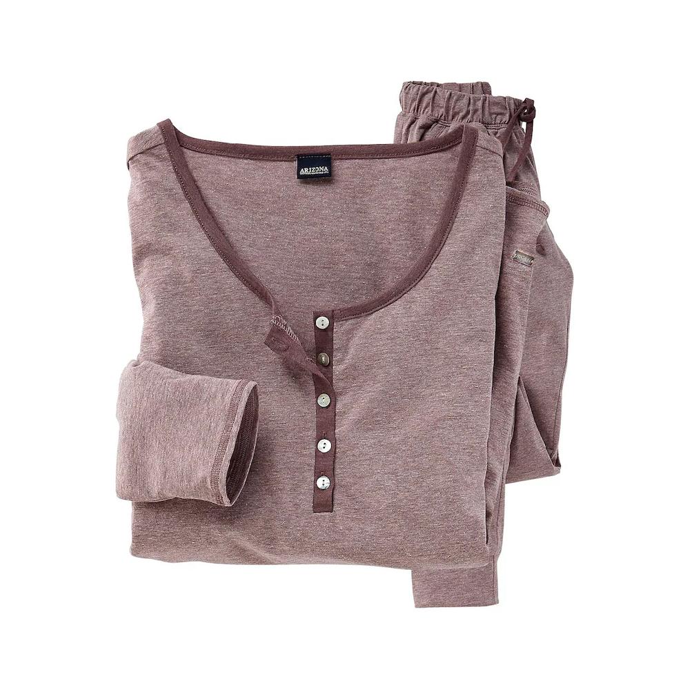 Arizona Pyjama (2 tlg.) in melierter Qualität mit Knopfleiste kaufen Räumungsverkauf