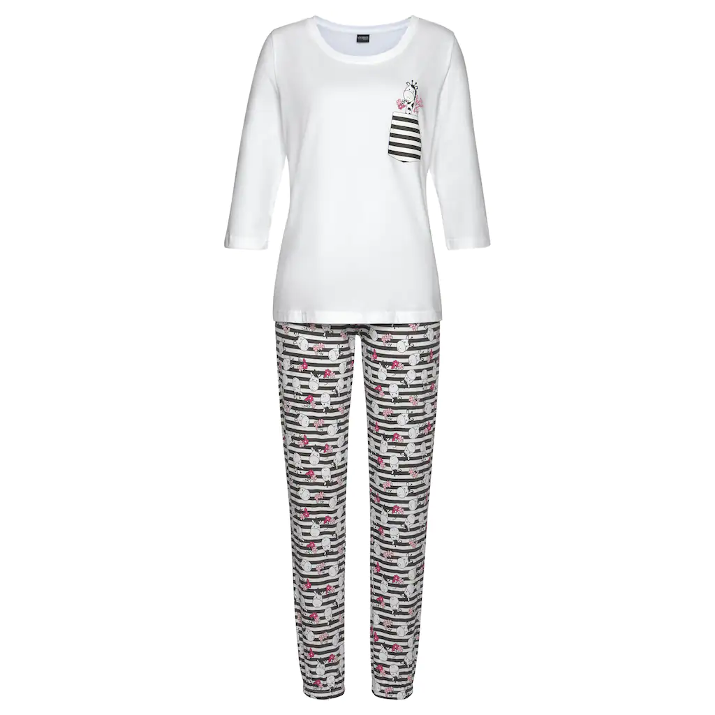 Vivance Dreams Pyjama (4 tlg. 2 Stück) mit verspieltem Tierprint ▷ für Im Verkauf