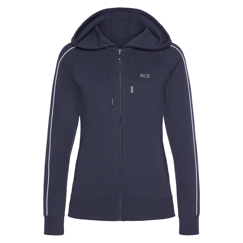 H.I.S Kapuzensweatjacke mit Piping an den Ärmeln Loungeanzug Black Friday Preise