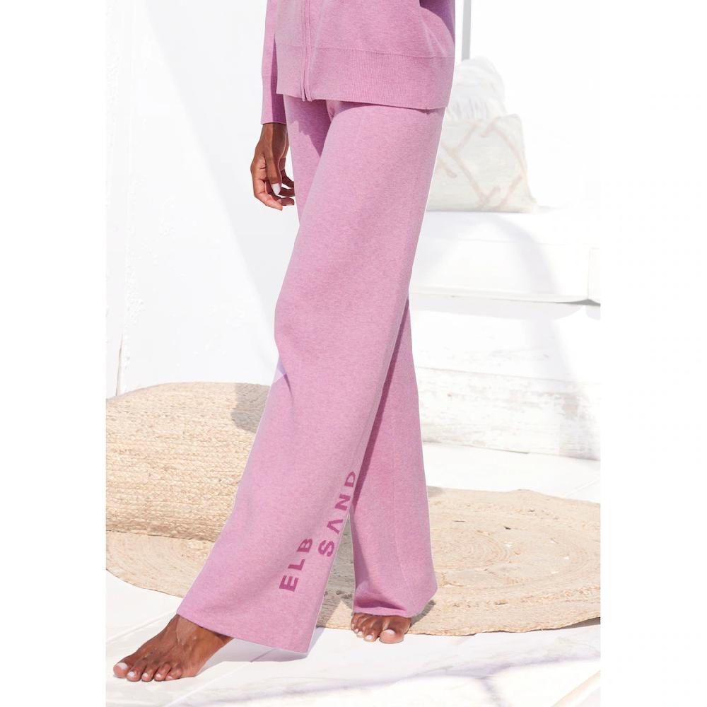 Elbsand Strickhose mit weitem Bein und eingestricktem Logo Loungewear