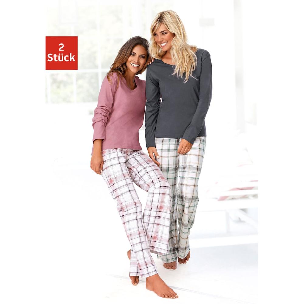 Arizona Schlafanzug (4 tlg. 2 Stück) mit Hose im Karodesign ▷ für
