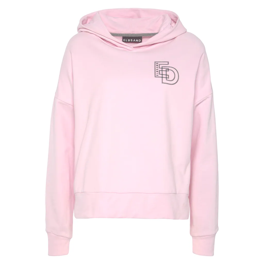 Elbsand Kapuzensweatshirt mit großem Logodruck auf dem Rücken bequemer Hoodie aus Baumwolle Räumungsverkauf