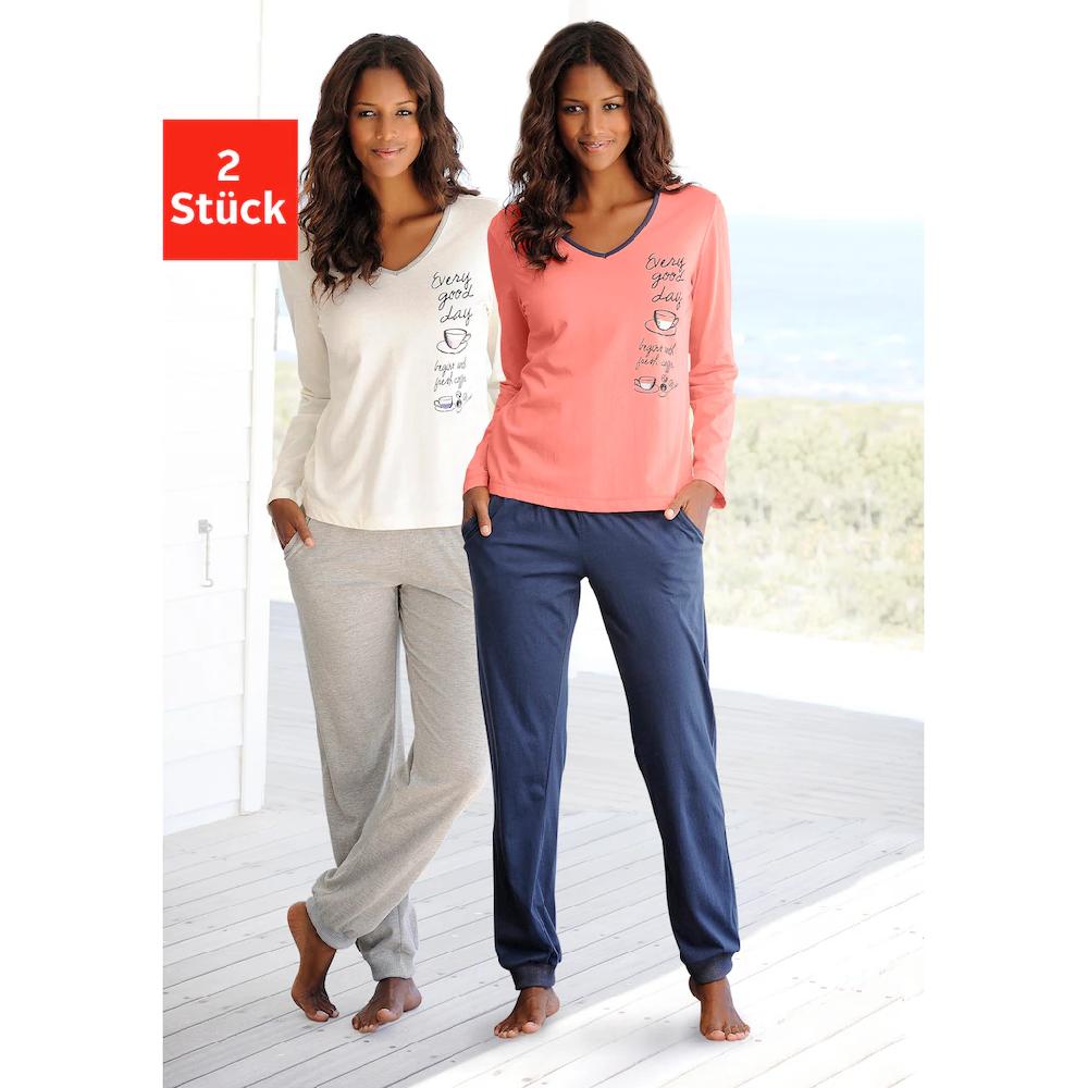 Vivance Dreams Pyjama (4 tlg. 2 Stück) mit seitlichem Print ▷ für