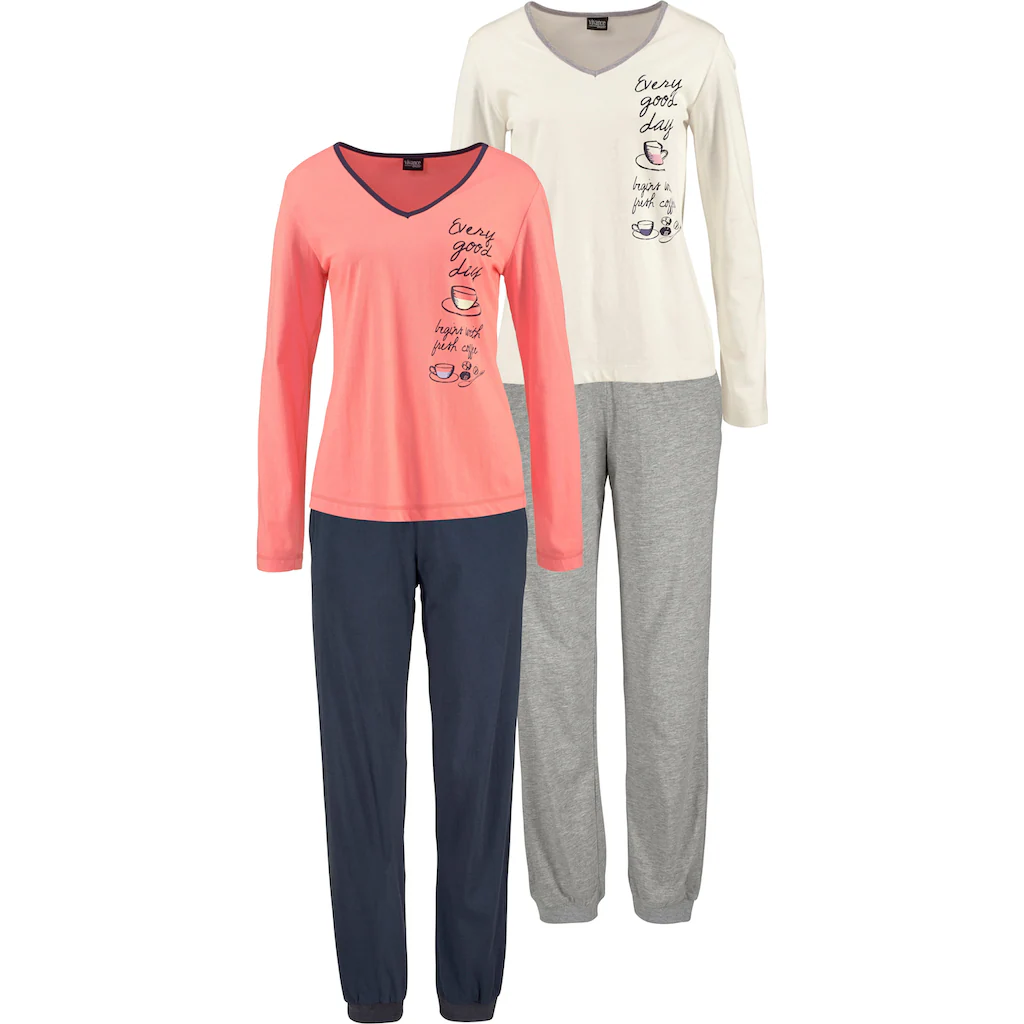 Vivance Dreams Pyjama (4 tlg. 2 Stück) mit seitlichem Print ▷ für Bis zu 50% Rabatt