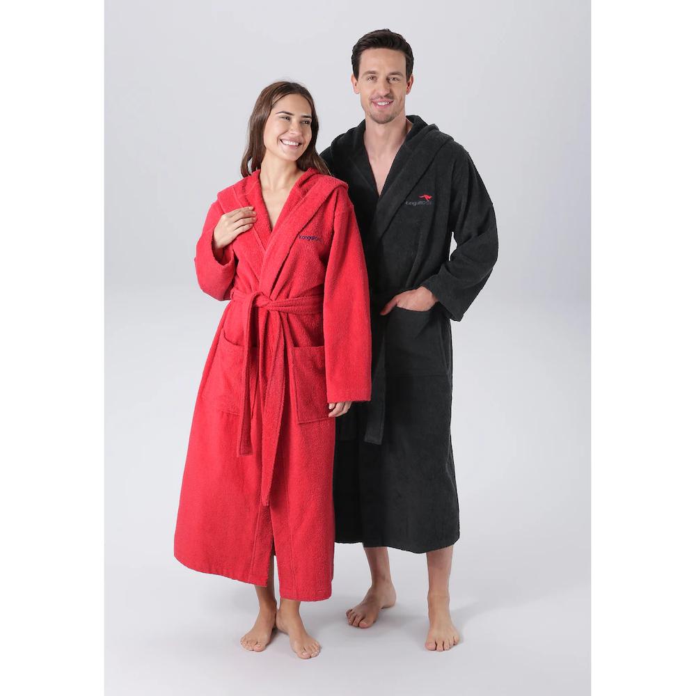 KangaROOS Unisex-Bademantel »Cassidy für Damen & Herren Standardlänge & Überlänge« (1 St.) mit Taschen Männer und Frauen Baumwolle Reise Hotel Sauna S-3XL Begrenzt auf 3 Tage