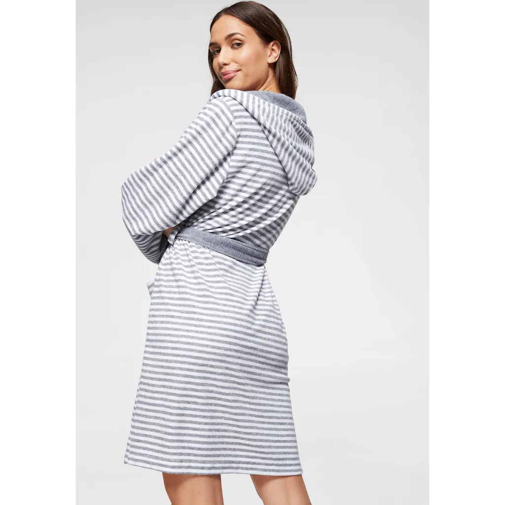 KangaROOS Damenbademantel »Luana ideal für Sauna & Spa Hotelbademantel Morgenmantel« (1 St.) Streifen - Bademantel für Damen gestreift XS-2XL Fabrik Onlineshop