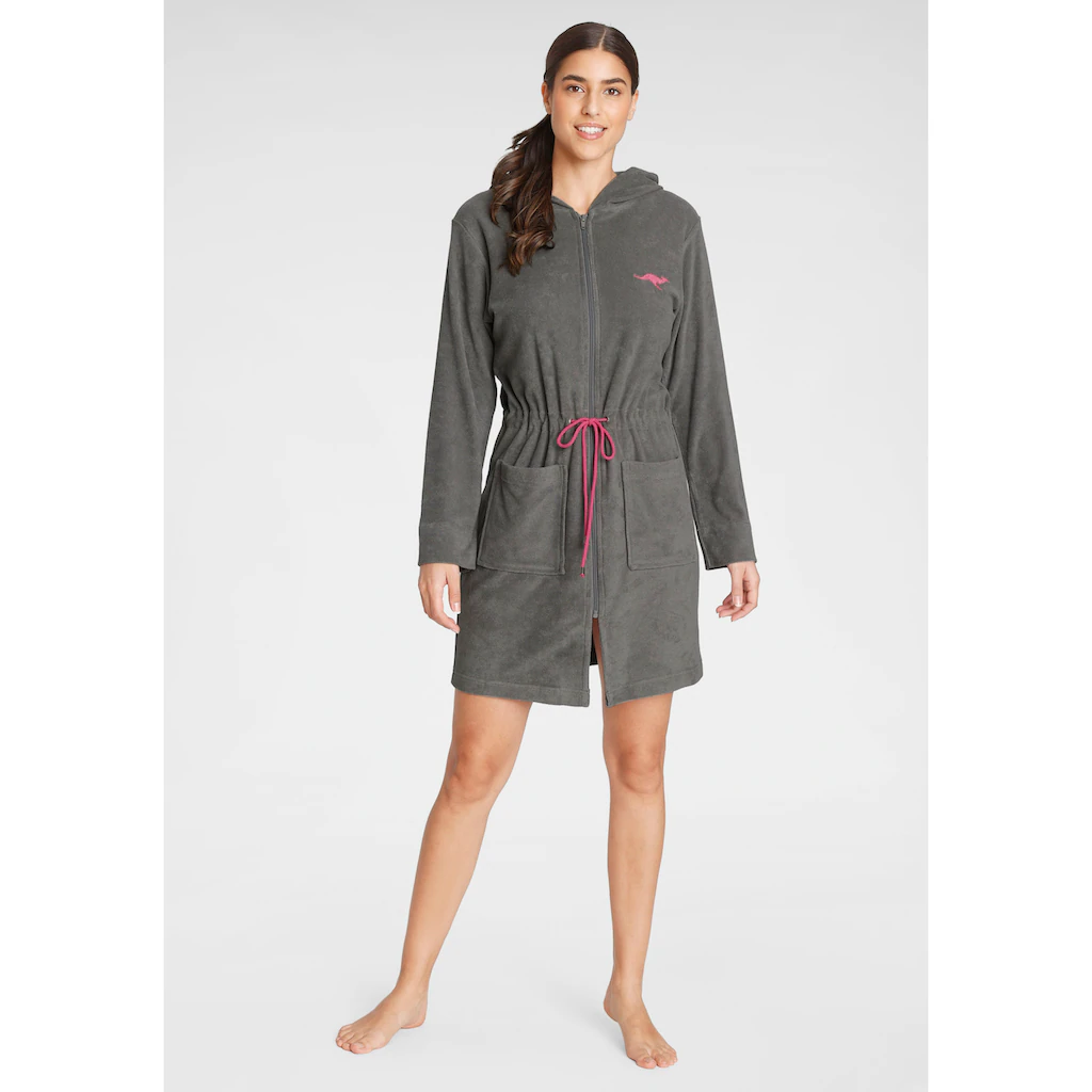 KangaROOS Damenbademantel »Kira ideal für Sauna & Spa Hotelbademantel Morgenmantel« (1 St.) mit Bindekordel kurz Bademäntel für Damen XS-3XL Flash Sale
