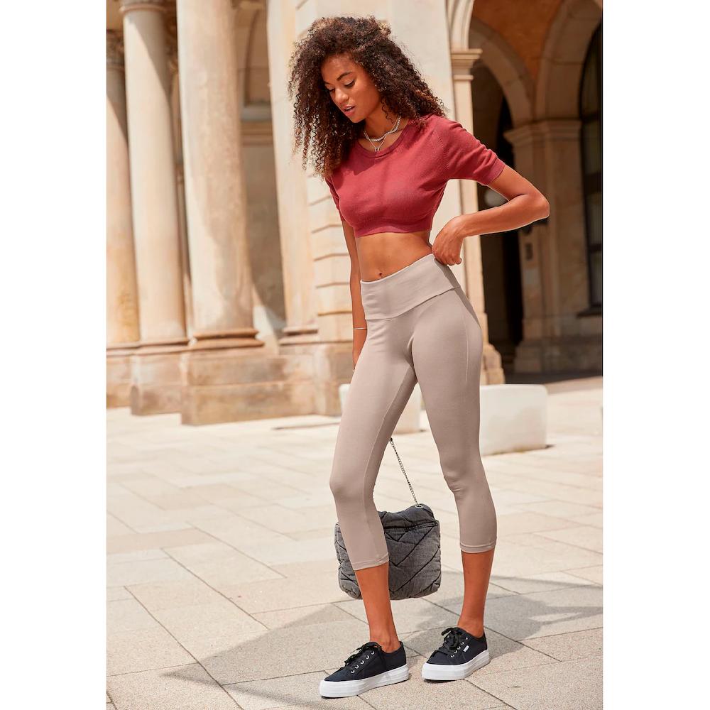 LASCANA Caprileggings mit breitem weichem Bündchen Loungewear JETZT KAUFEN