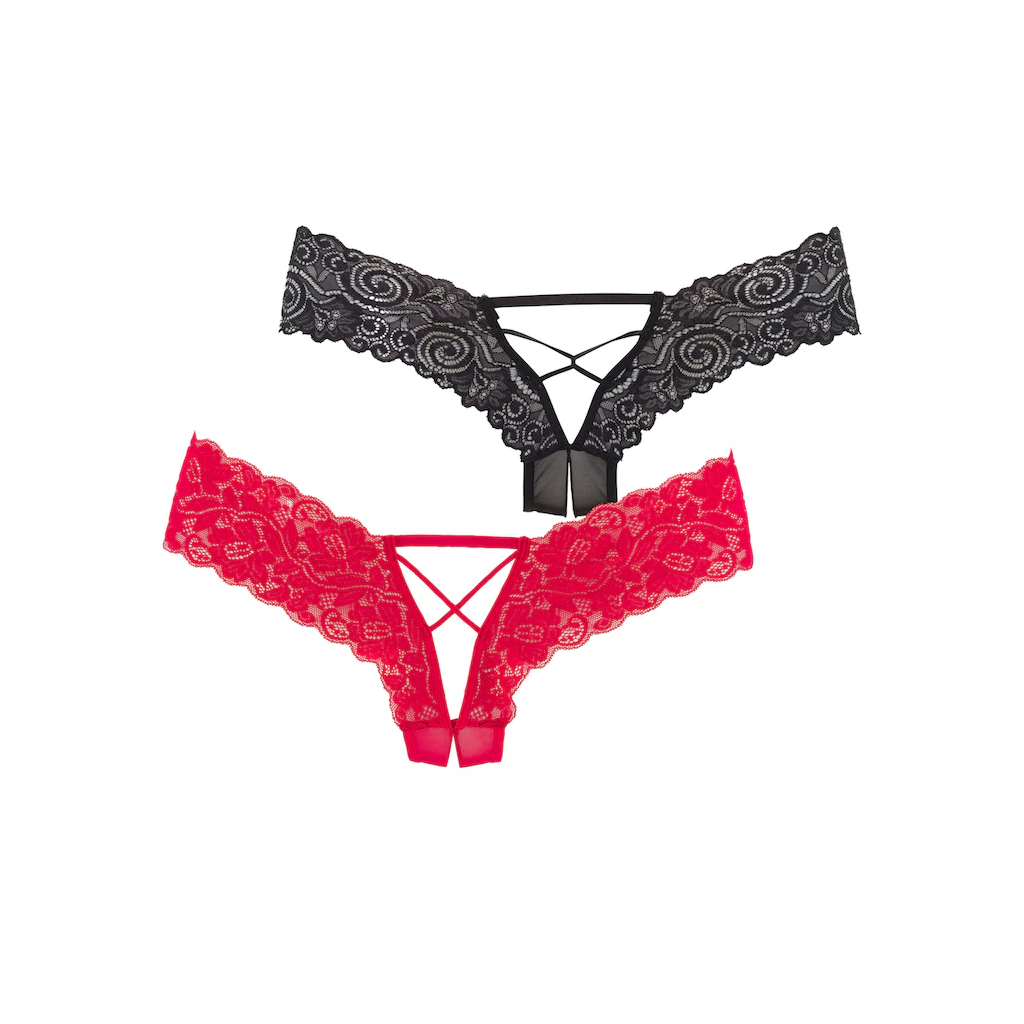 petite fleur gold Panty-Ouvert (Packung 2 Stück) im günstigen Doppelpack mit edlen Schnürungen Reizwäsche online bestellen Bis zu 50% Rabatt