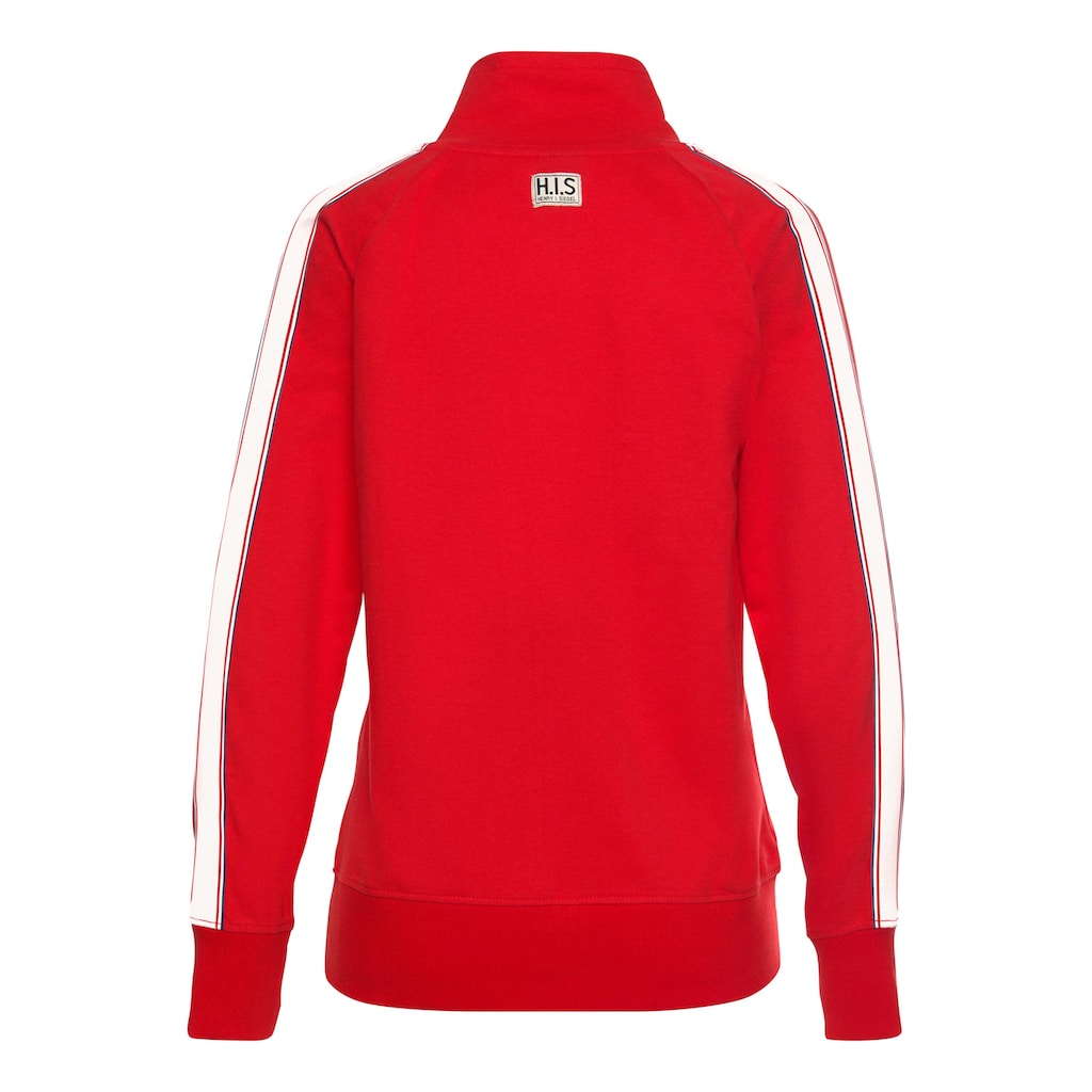 H.I.S Sweatjacke mit gestreiftem Tape an den Ärmeln Loungewear Loungeanzug Angebote