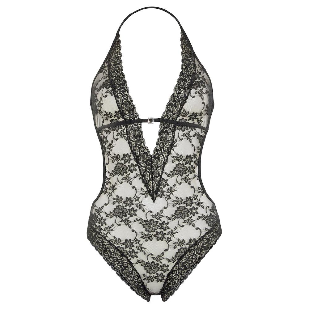 JETTE Body aus floraler Spitze mit Glitzeraccessoire sexy Dessous Reizwäsche kaufen Fabrikverkauf