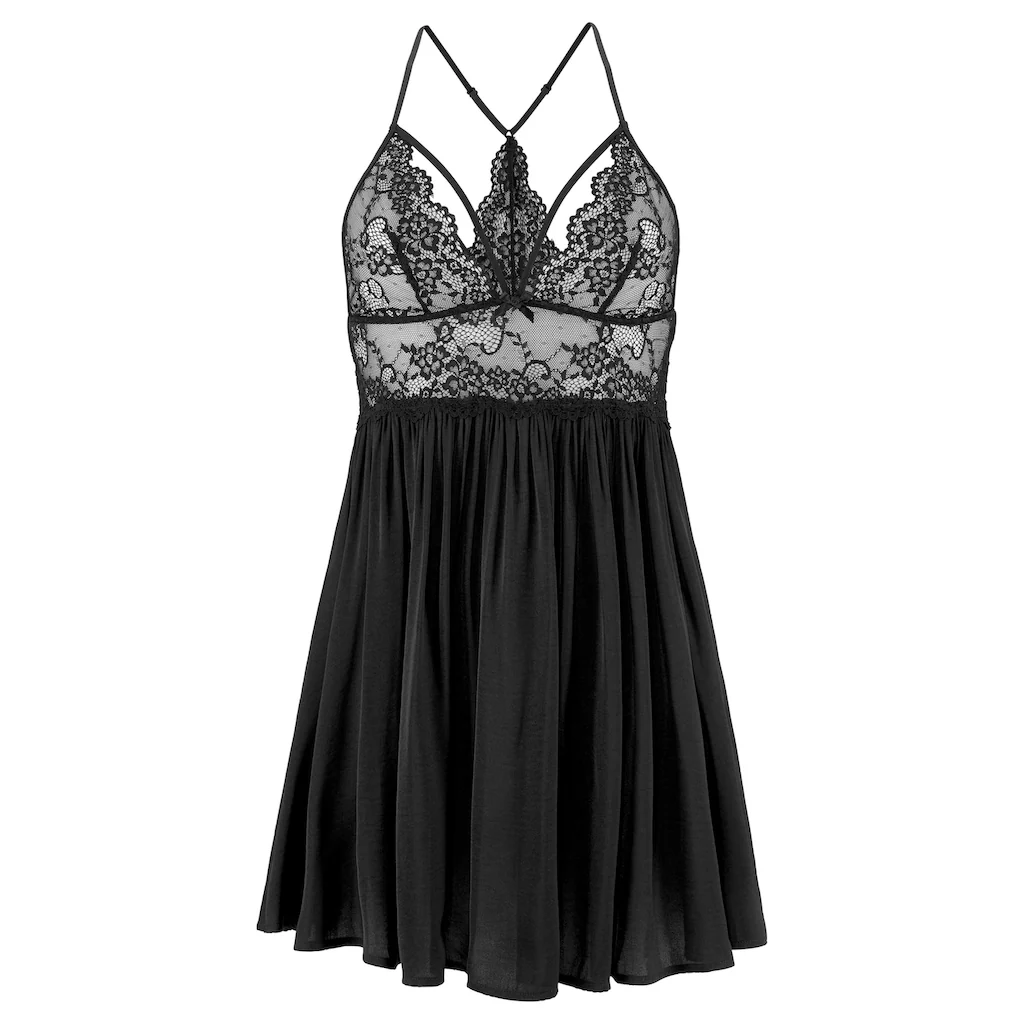 LASCANA Negligé ohne Bügel aus edler Spitze und Satin sexy Dessous Reizwäsche bestellen Günstig kaufen