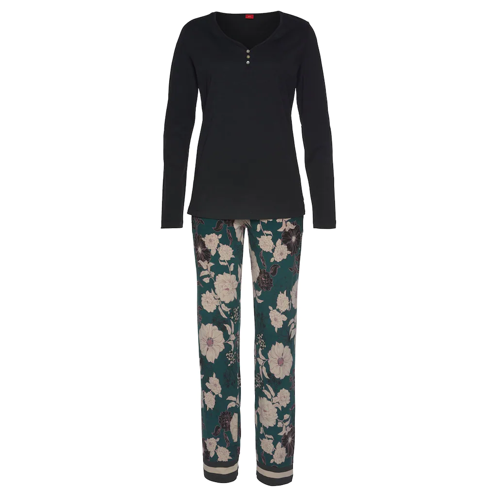s.Oliver Bodywear Pyjama mit kotrastigen Abschlüssen Preisnachlass