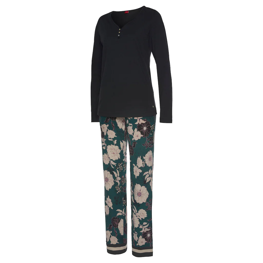 s.Oliver Bodywear Pyjama mit kotrastigen Abschlüssen Preisnachlass