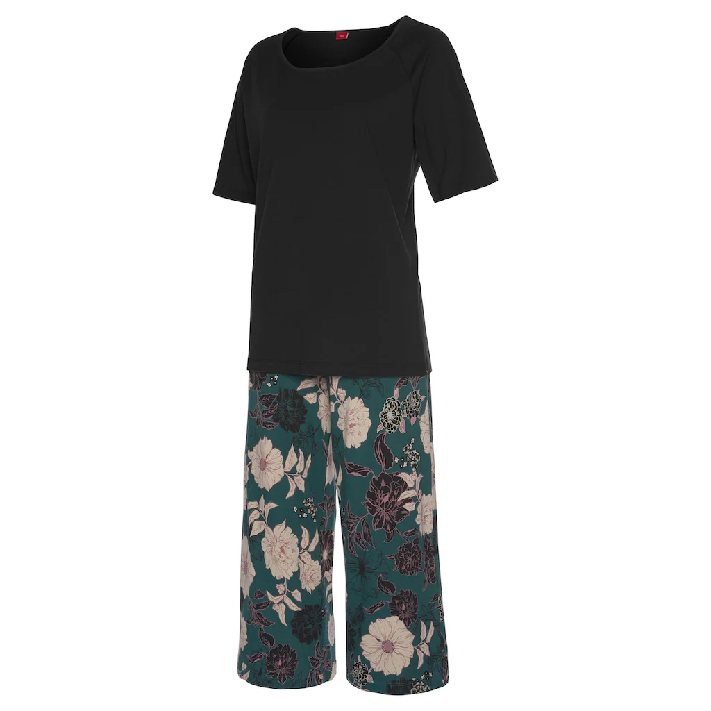 s.Oliver Bodywear Capri-Pyjama Shirt mit halblangen Ärmeln Black Friday