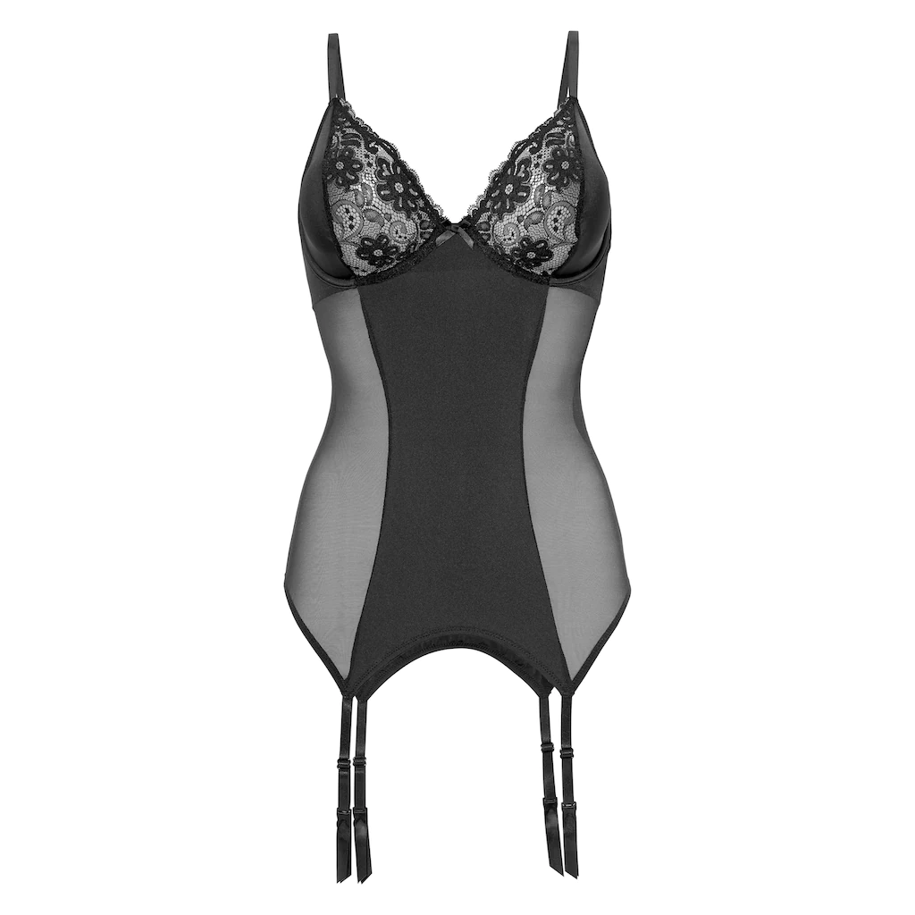 petite fleur gold Set: Corsage (2 tlg. mit String) mit Strapshaltern sexy Dessous Reizwäsche ▷ für Sonderangebot