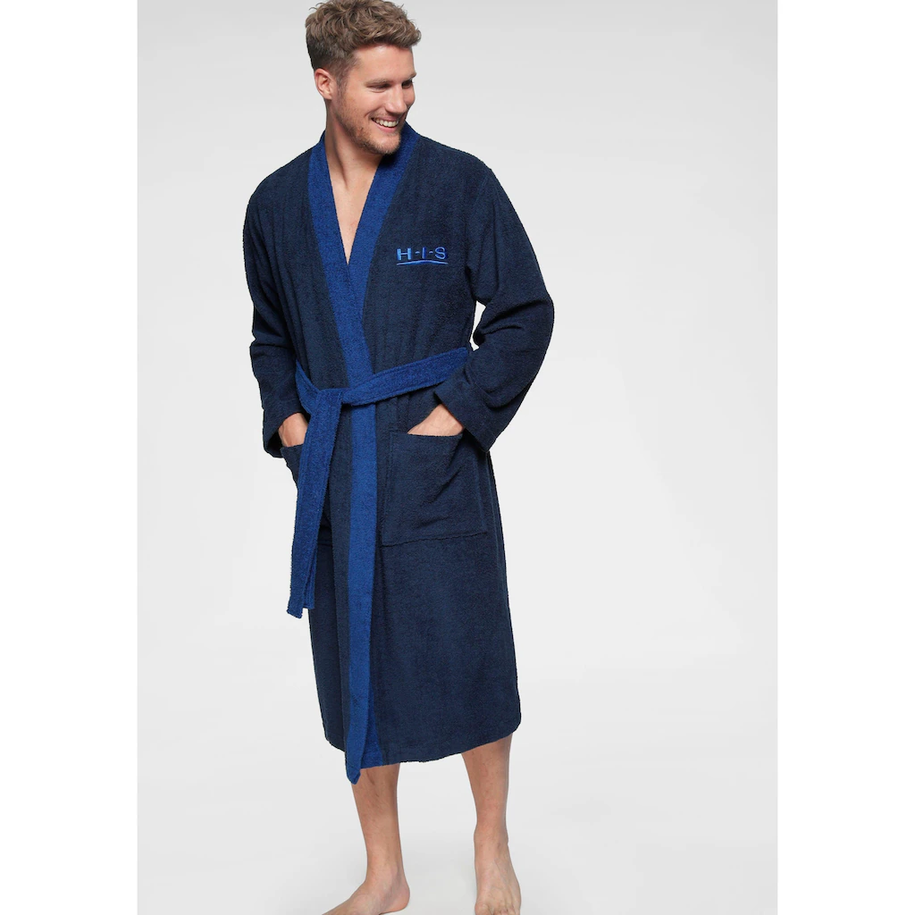 H.I.S Unisex-Bademantel »Hannes ideal für Sauna & Spa Hotelbademantel Morgenmantel« (1 St.) für Damen & Herren lang mit Taschen S-3XL Exklusivangebot