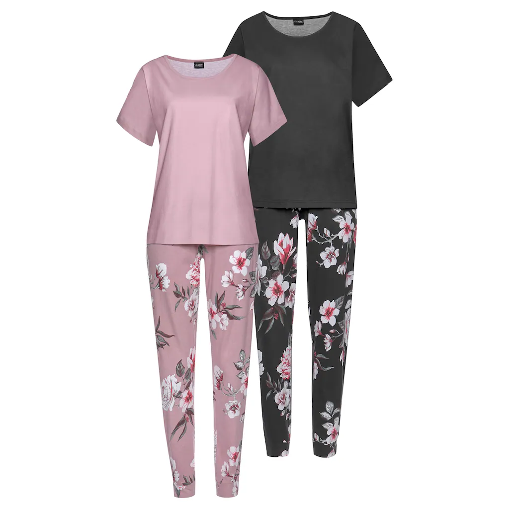 Vivance Dreams Pyjama (4 tlg. 2 Stück) mit Blumendruck kaufen Top Angebot
