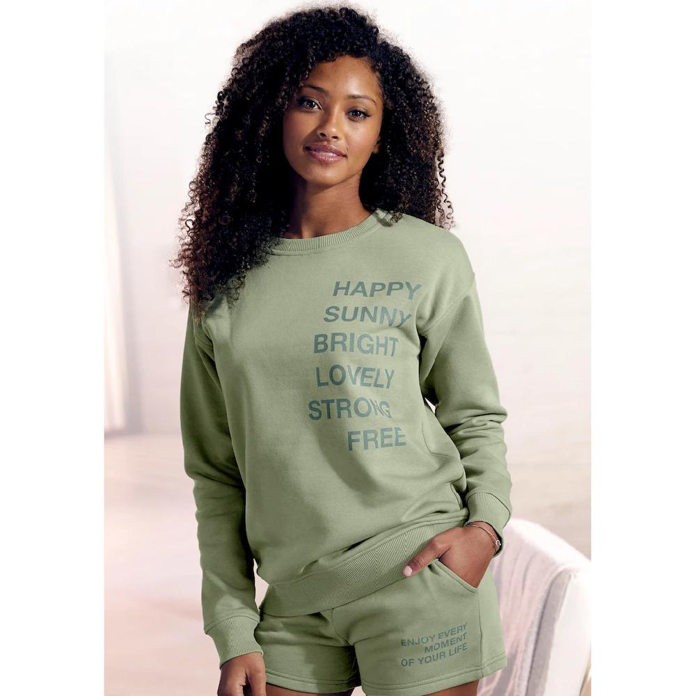 Buffalo Sweatshirt mit Statement Druck Loungeanzug 50% Rabatt mit kostenlosem Versand