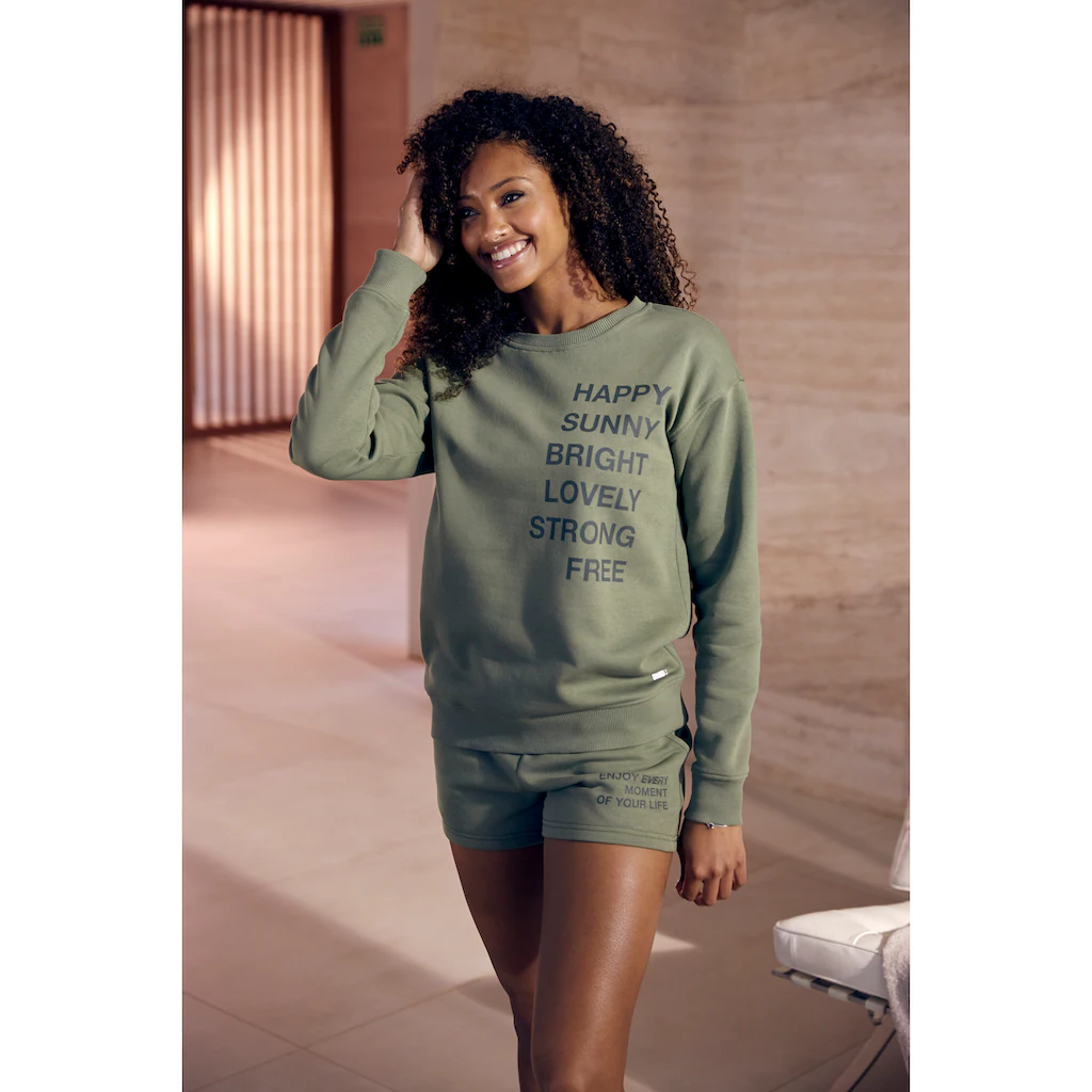 Buffalo Sweatshirt mit Statement Druck Loungeanzug 50% Rabatt mit kostenlosem Versand