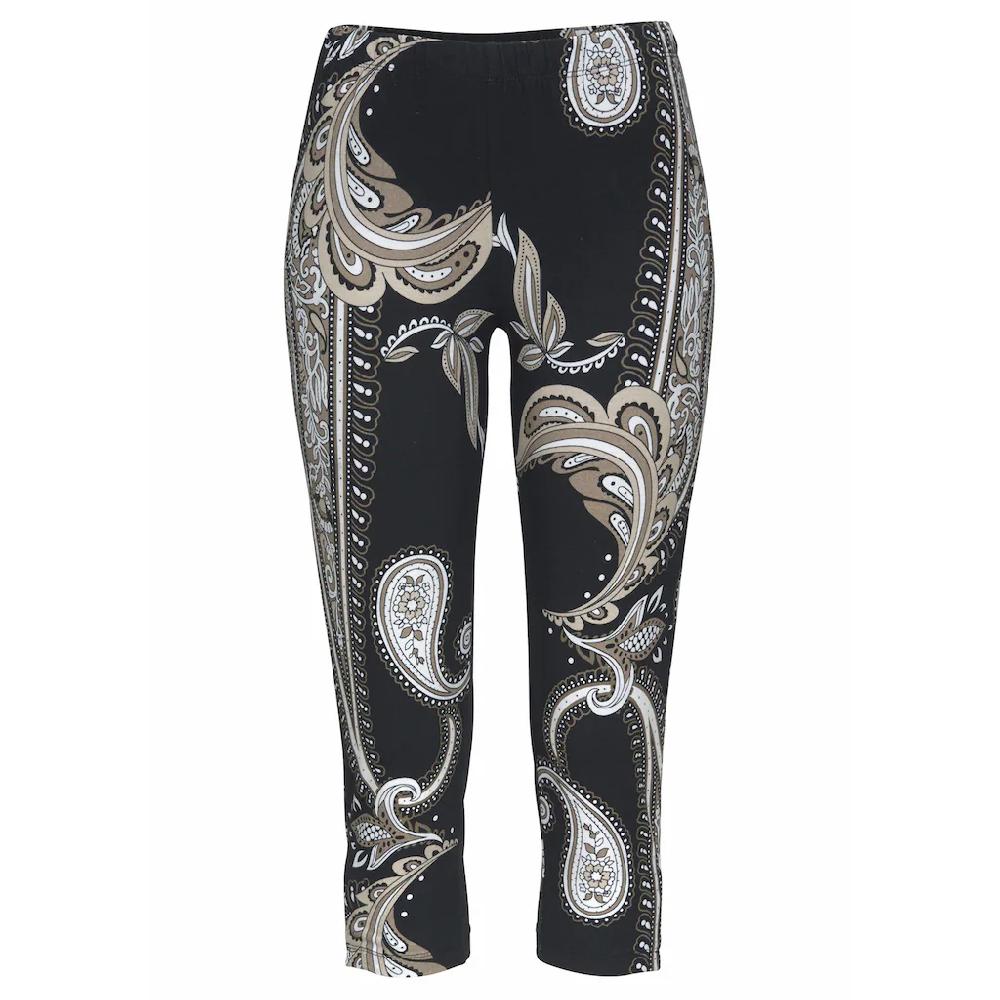 LASCANA Caprileggings mit Zierbändern am Beinabschluss Allover-Druck 3/4-Länge Letzter Tag