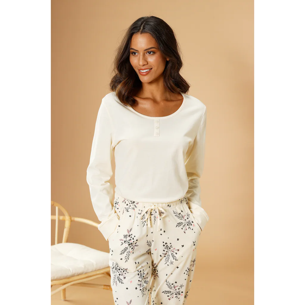 Vivance Dreams Pyjama (2 tlg.) mit Hortensien Muster online kaufen Fabrikverkauf