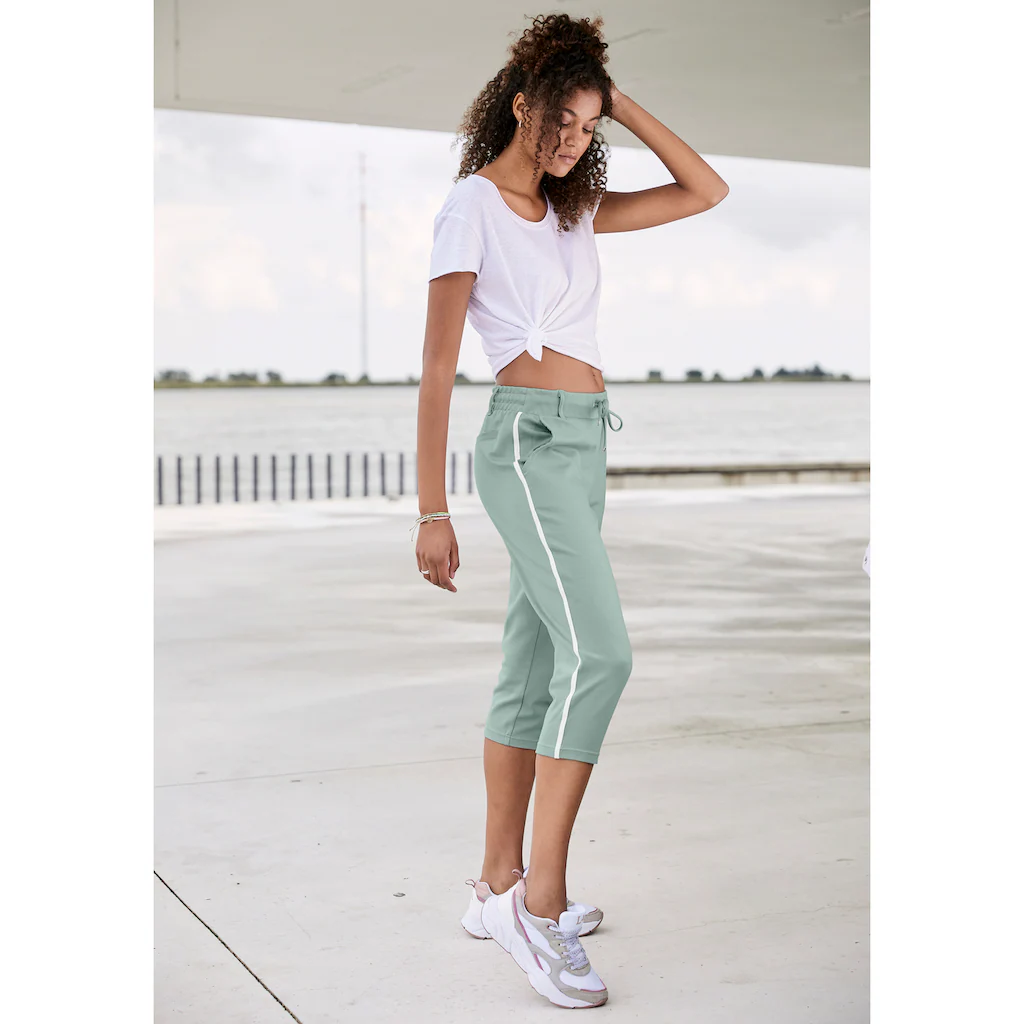 LASCANA Caprihose mit seitlichen Streifen Loungewear Meist gekauft