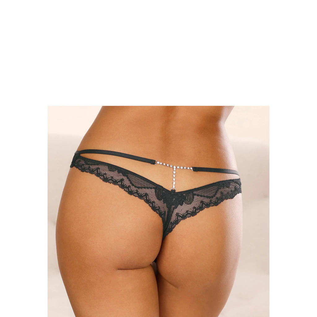 LASCANA Tanga »Dalia« mit feinen Strasssteinchen und Spitze kaufen Weihnachtsangebot