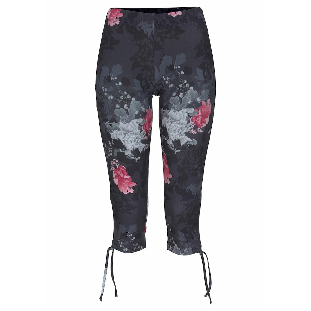 Venice Beach Caprileggings mit seitlicher Raffung und Alloverdruck 3/4-Länge Stretch Große Rabatte