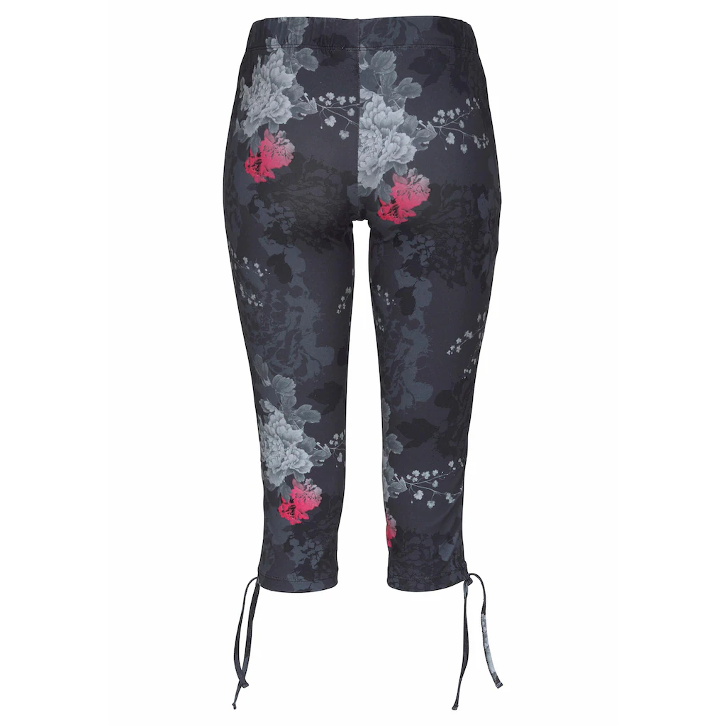 Venice Beach Caprileggings mit seitlicher Raffung und Alloverdruck 3/4-Länge Stretch Große Rabatte